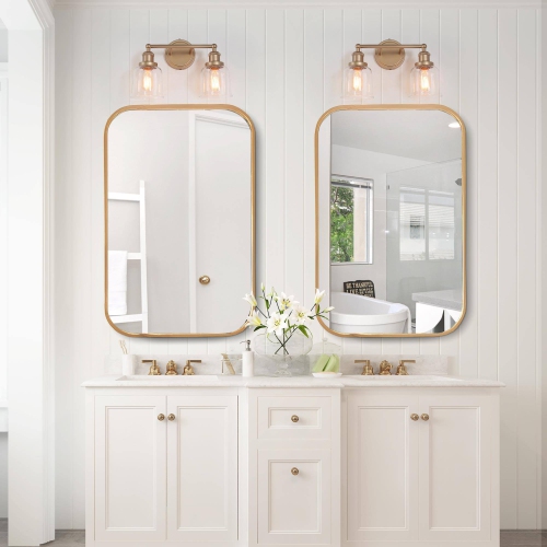 Gold Bell Vanity Light, 14.5-in 2-Light Brass Gold Bell Dimmable Bar LED Modern/Contemporary Vanity Light