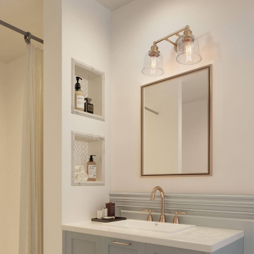 Gold Bell Vanity Light, 14.5-in 2-Light Brass Gold Bell Dimmable Bar LED Modern/Contemporary Vanity Light