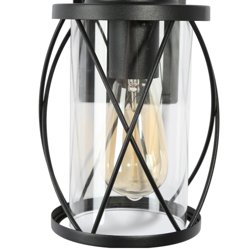 Modern Industrial Cylinder Motion Sensor Wall Sconce Light 1-Light Black Cage Wall Light 1-Pack