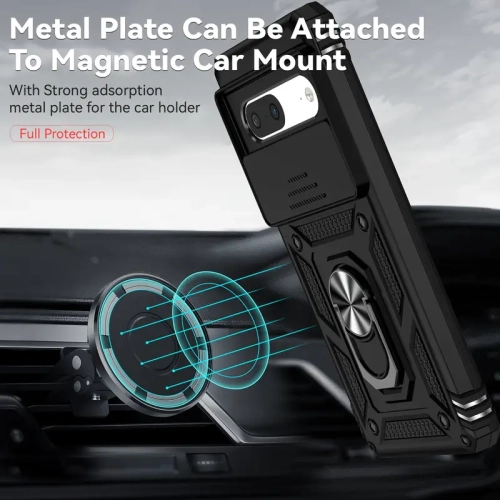 KEEGUARD pour étui militaire antichoc Pixel 7 Pro de Google avec béquille et support pour voiture coulissant avec fente pour carte
