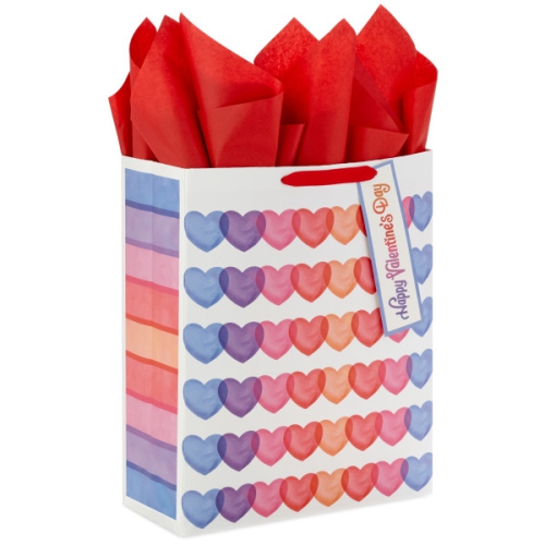 Grand sac-cadeau de la Saint-Valentin avec papier de soie