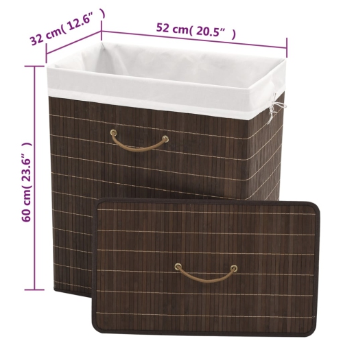Poubelle à linge rectangulaire en bambou ViddaXL, brun foncé