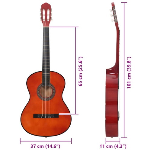 Guitare classique VividaXL pour guitare de 4/4 39 po Basswood pour débutant