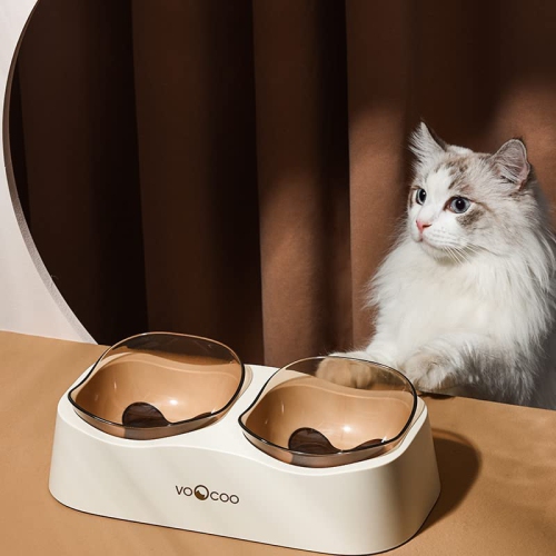 VOOCOO Wave Elevated Pet Food & Water Bowl Duo