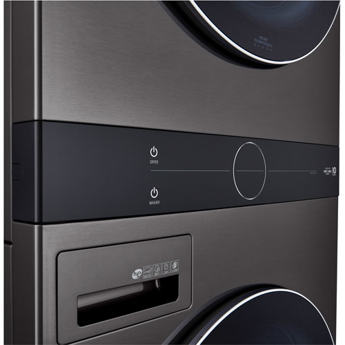 LG WashTower 5.2 Cu. Ft. HE Steam Washer & 7.4 Cu. Ft. Dryer Laundry Centre (WKGX201HBA) - Black Stainless