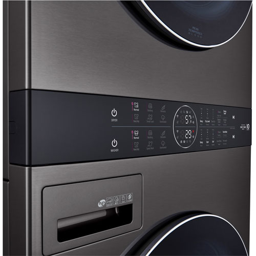 LG WashTower 5.2 Cu. Ft. HE Steam Washer & 7.4 Cu. Ft. Dryer Laundry Centre (WKGX201HBA) - Black Stainless