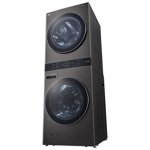LG WashTower 5.2 Cu. Ft. HE Steam Washer & 7.4 Cu. Ft. Dryer Laundry Centre (WKGX201HBA) - Black Stainless