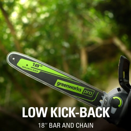 Scie à chaîne Greenworks PRO 80 V, 18 po, batterie de 2.0 Ah et chargeur inclus