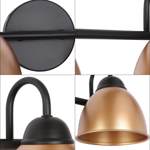 Modern Black Bathroom Vanity Light, 30.5 in. 4-Light Black and Gold Bell Bathroom Vanity Light