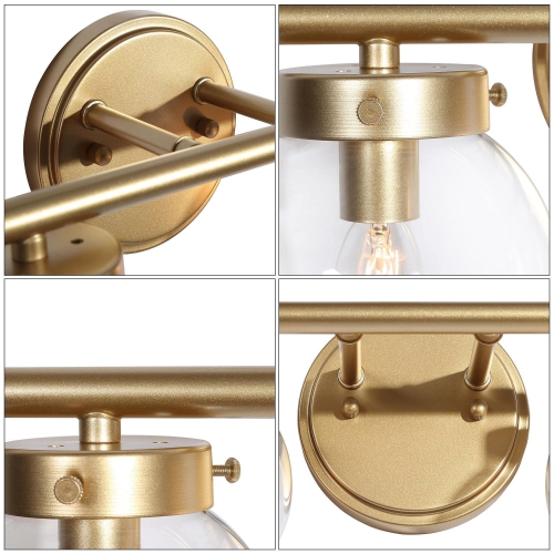 Modern Farmhouse Bathroom Vanity Light, 14-in 2-Light Gold Globe LED Modern/Contemporary Vanity Light