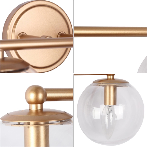 Modern Globe Bedroom Wall Lights, 29.5-in 4-Light Brass Gold In Globe Dimmable LED Modern/Contemporary Vanity Light