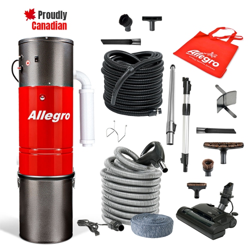 Allegro MU4500 Champion 6,000 Square Foot Home Central Vacuum System -Electric Powerhead and Hose Package Ideal for Hard Surfaces and Hardwood Floors