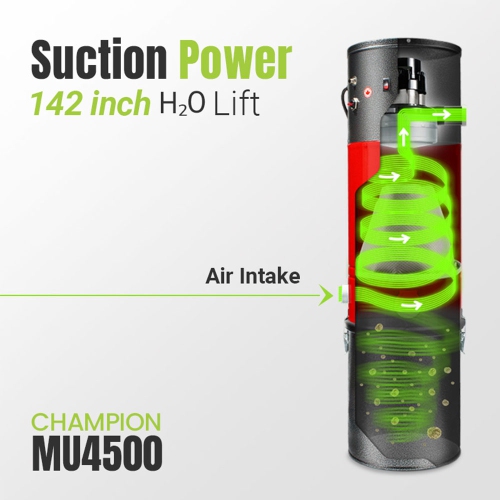 Allegro MU4500 Champion 6,000 Square Foot Home Central Vacuum System -Electric Powerhead and Hose Package Ideal for Hard Surfaces and Hardwood Floors