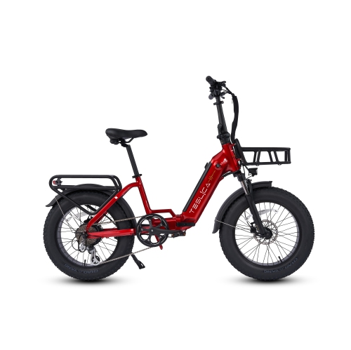 TESLICA INSPIRE Mini N1H *haute qualité* Step-through Folding Fat Tire 500 W *Torque Sensor* 45 to 100&nbsp;km Red 15” Frame**EXTRAS INCLUS!