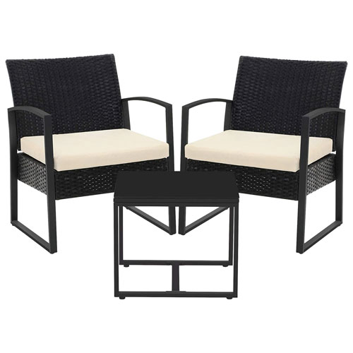 Songmics 3-Piece Resin Wicker Bistro Set - Beige