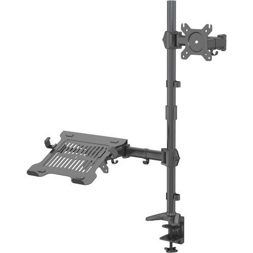 SHOPPINGALL Extra Tall Fully Adjustable Dual Monitor & Laptop Mount Stand with 31.5 inch Stand-up Pole for Laptop up to 17" Monitors up to 32" -