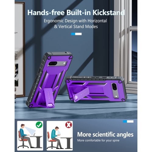 Google Pixel 7A Case: Military Grade Drop Proof Rugged Protective Cellphone Cover with Kickstand | Matte Textured Shockproof TPU Hybrid Bumper Phone