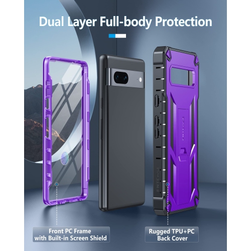 Google Pixel 7A Case: Military Grade Drop Proof Rugged Protective Cellphone Cover with Kickstand | Matte Textured Shockproof TPU Hybrid Bumper Phone