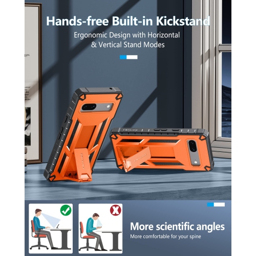 Google Pixel 7A Case: Military Grade Drop Proof Rugged Protective Cellphone Cover with Kickstand | Matte Textured Shockproof TPU Hybrid Bumper Phone