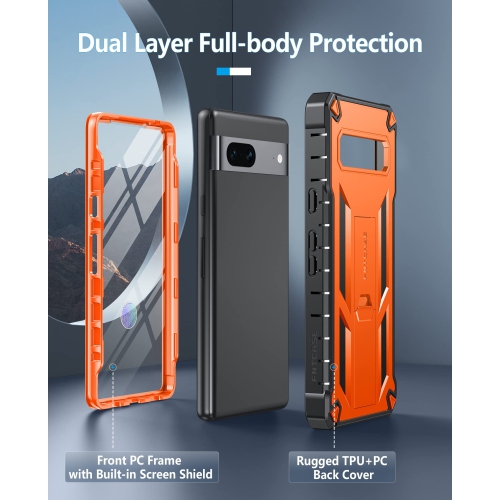 Google Pixel 7A Case: Military Grade Drop Proof Rugged Protective Cellphone Cover with Kickstand | Matte Textured Shockproof TPU Hybrid Bumper Phone