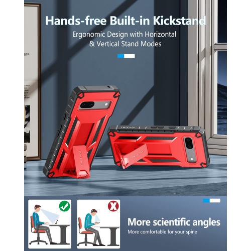 Google Pixel 7A Case: Military Grade Drop Proof Rugged Protective Cellphone Cover with Kickstand | Matte Textured Shockproof TPU Hybrid Bumper Phone