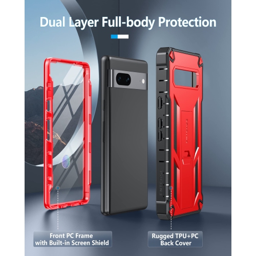 Google Pixel 7A Case: Military Grade Drop Proof Rugged Protective Cellphone Cover with Kickstand | Matte Textured Shockproof TPU Hybrid Bumper Phone