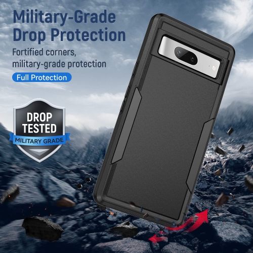 Google Pixel 7A Case with Screen Protector,Slim Fit Bumper Hybrid Heavy Duty Dual Layer Rugged Shockproof Armor Protection Defender Back Cover