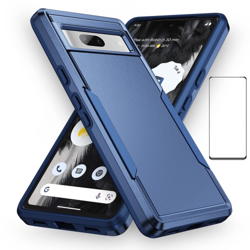 Google Pixel 7A Case with Screen Protector,Slim Fit Bumper Hybrid Heavy Duty Dual Layer Rugged Shockproof Armor Protection Defender Back Cover