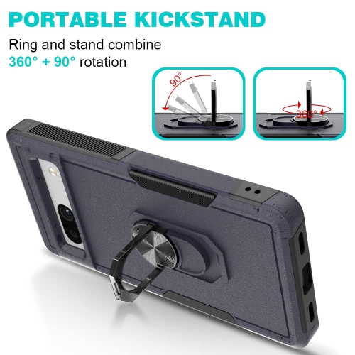 Google Pixel 7A Case, Military Grade Shockproof Protective Case, with Rotatable Kickstand Ring for Google Pixel 7A
