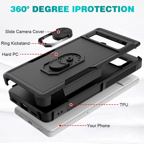 Google Pixel 7A Case, Military Grade Shockproof Protective Case, with Rotatable Kickstand Ring for Google Pixel 7A