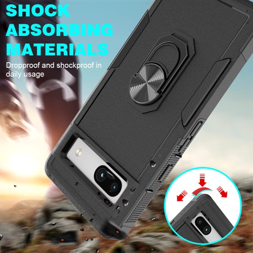 Google Pixel 7A Case, Military Grade Shockproof Protective Case, with Rotatable Kickstand Ring for Google Pixel 7A