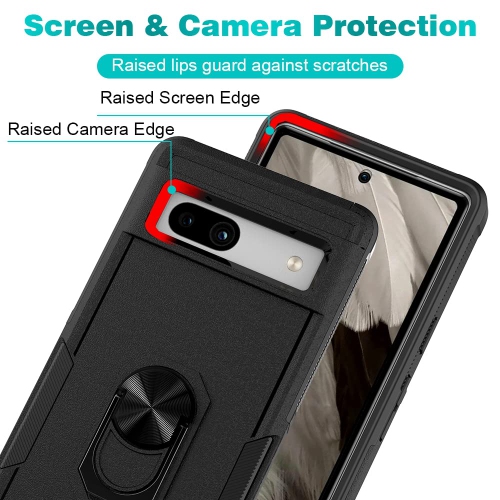 Google Pixel 7A Case, Military Grade Shockproof Protective Case, with Rotatable Kickstand Ring for Google Pixel 7A