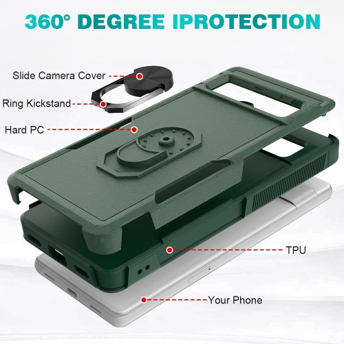 Google Pixel 7A Case, Military Grade Shockproof Protective Case, with Rotatable Kickstand Ring for Google Pixel 7A