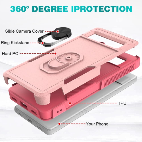 Google Pixel 7A Case, Military Grade Shockproof Protective Case, with Rotatable Kickstand Ring for Google Pixel 7A