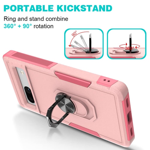 Google Pixel 7A Case, Military Grade Shockproof Protective Case, with Rotatable Kickstand Ring for Google Pixel 7A