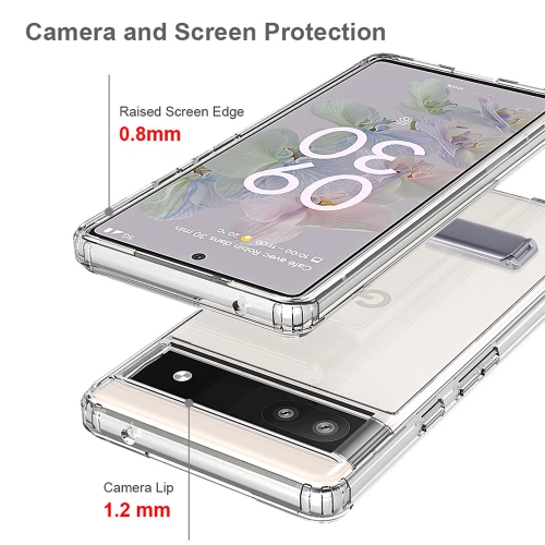 Google Pixel 7A Case with Kickstand,Pixel 7A Clear Case with Metal Stand TPU Bumper Acrylic Back Kickstand Shockproof Rugged Cover with 1 Pack Pixel