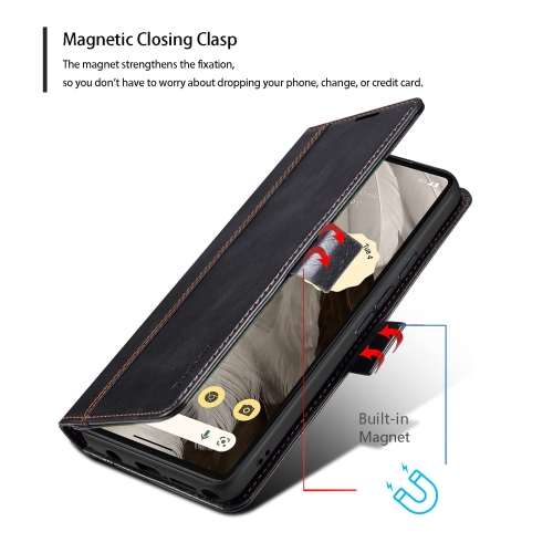 Case for Google Pixel 7A,Luxury PU Leather Wallet Case with RFID Blocking Card Holder Kickstand Magnetic Closure Flip Protective Shockproof Case