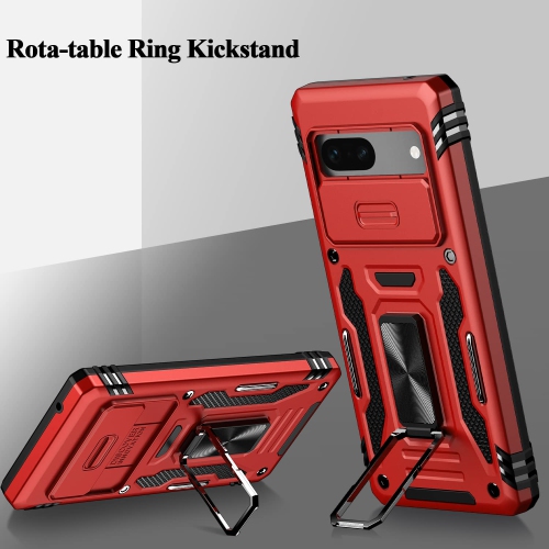 Google Pixel 7A Case,Multi-Functional Ultra Slim Pixel 7A Case with Sliding Camera Cover & Magnetic Kickstand Shockproof Protective Phone Case for