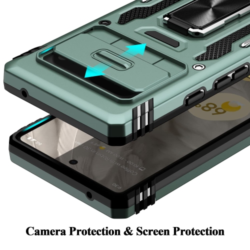 Google Pixel 7A Case,Multi-Functional Ultra Slim Pixel 7A Case with Sliding Camera Cover & Magnetic Kickstand Shockproof Protective Phone Case for