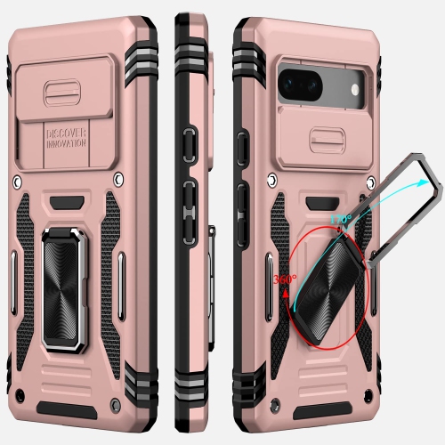 Google Pixel 7A Case,Multi-Functional Ultra Slim Pixel 7A Case with Sliding Camera Cover & Magnetic Kickstand Shockproof Protective Phone Case for