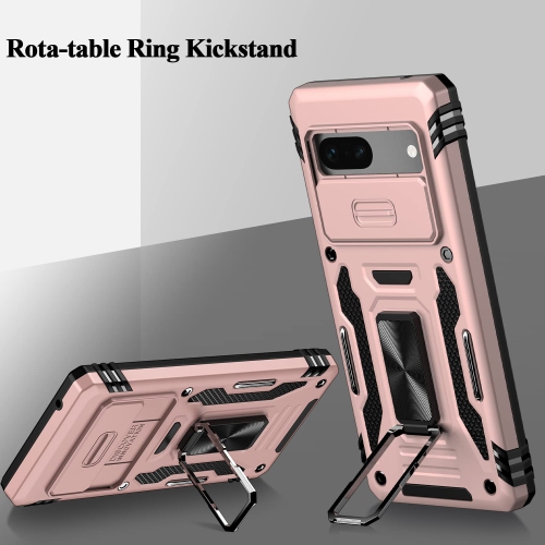 Google Pixel 7A Case,Multi-Functional Ultra Slim Pixel 7A Case with Sliding Camera Cover & Magnetic Kickstand Shockproof Protective Phone Case for