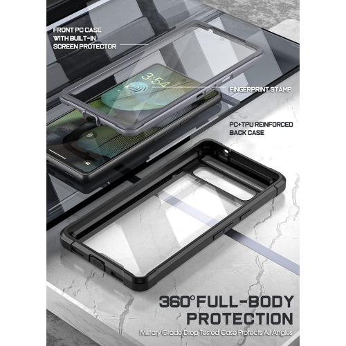Étui Guardian Series pour Google Pixel 7A 5G, 20 PI, protection d’écran intégrée, testé contre les chutes, lecteur d’empreintes digitales, étui