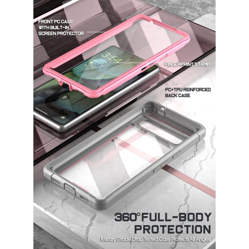 Étui Guardian Series pour Google Pixel 7A 5G, 20 PI, protection d’écran intégrée, testé contre les chutes, lecteur d’empreintes digitales, étui