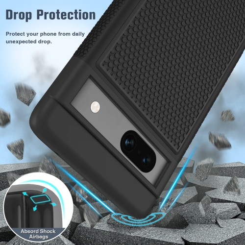 for Google Pixel 7a Case Shockproof: Dual Layer Protective Heavy Duty Cell Phone Cover Rugged with Non Slip Textured Back - Military Protection