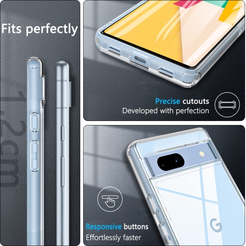 Google Pixel 7a Case with Tempered Glass Screen Protector, Pixel 7a Case Transparent Rugged Tough Shockproof Slim Case Cover for Google Pixel 7a 5G,