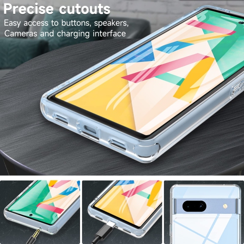 Google Pixel 7a Case with Tempered Glass Screen Protector, Pixel 7a Case Transparent Rugged Tough Shockproof Slim Case Cover for Google Pixel 7a 5G,