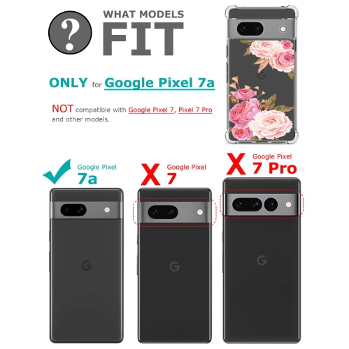Étui floral transparent pour Pixel 7a avec 2 protecteurs d’écran pour femmes/filles, étui Flower Phone pour Google Pixel 7a, joli étui souple