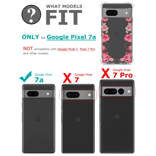 Floral Clear Case for Pixel 7a with 2 Screen Protector for Women/Girls,Flower Phone Cover for Google Pixel 7a,Pretty Design Soft Cute Drop Proof