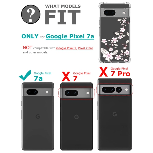 Floral Clear Case for Pixel 7a with 2 Screen Protector for Women/Girls,Flower Phone Cover for Google Pixel 7a,Pretty Design Soft Cute Drop Proof