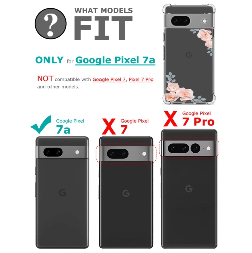 Floral Clear Case for Pixel 7a with 2 Screen Protector for Women/Girls,Flower Phone Cover for Google Pixel 7a,Pretty Design Soft Cute Drop Proof